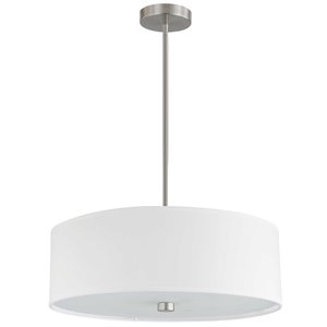 Luminaire suspendu à 4 lumières Everly de Dainolite, 20 po x 5 po, chrome satiné et blanc