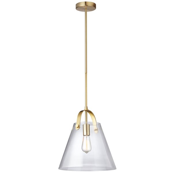 Dainolite Signature Pendant Light - 1-Light - 12.75-in x 14-in - Aged Brass