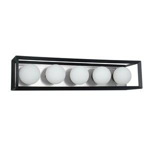 Dainolite Signature Vanity Light - 5-Light - 26.5-in - Black and Polished Chrome
