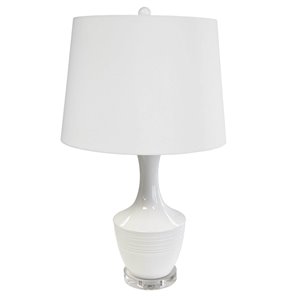 Lampe de table Goliath de Dainolite, 1 lumière, 30 po, blanc brillant