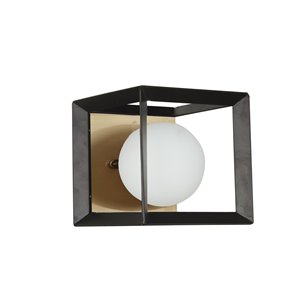 Dainolite Signature Vanity Light - 1-Light - 6-in - Black and Aged Brass