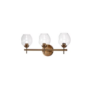 Dainolite Abii Vanity Light - 3-Light - 18.2-in - Vintage Bronze and Clear Glass