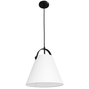 Luminaire suspendu à 1 lumière Emperor de Dainolite, 13 po x 11 po, noir mat/blanc