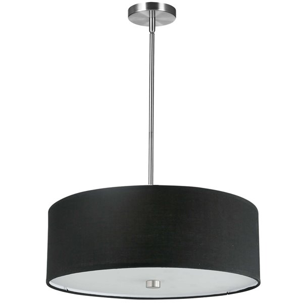 Dainolite Everly Pendant Light - 4-Light - 20-in x 5-in - Polished Chrome/Black