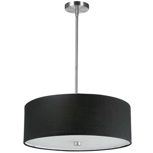 Dainolite Everly Pendant Light - 4-Light - 20-in x 5-in - Polished Chrome/Black