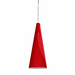 Dainolite Bugle Pendant Light - 1-Light - 6-in x 15-in - Polished Chrome/Red