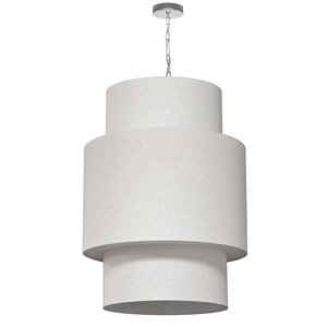 Dainolite Shelley Pendant Light - 7-Light - 24-in x 32-in - Polished Chrome/White