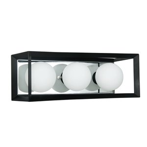Dainolite Signature Vanity Light - 3-Light - 16-in - Black and Polished Chrome
