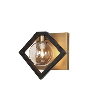 Applique murale à 1 lumière Glasglow de Dainolite, 9 po, noir mat et bronze vintage