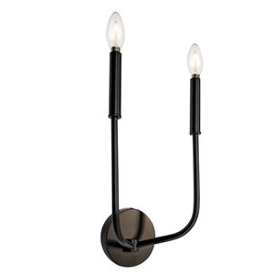 Dainolite Eleanor Wall Sconce - 2-Light - 4.75-in - Matte Black