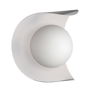 Dainolite Crescent Wall Sconce - 1-Light - 6.13-in - Satin Chrome/Matte White
