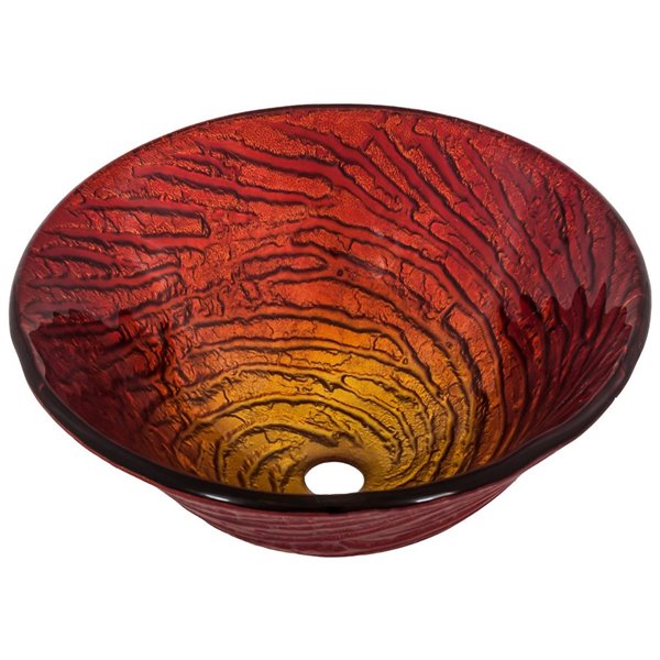 Novatto Misto Round Vessel Sink - 17-in - Red Glass