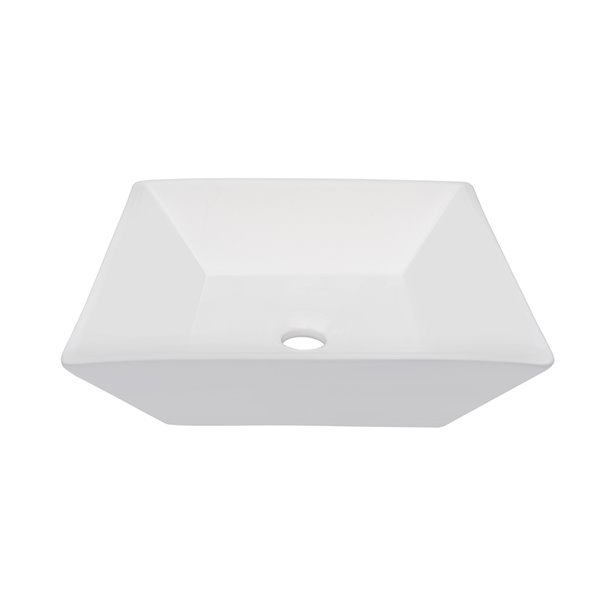 Novatto Bianco Pari Square Vessel Sink - 16-in - White/Brushed Nickel