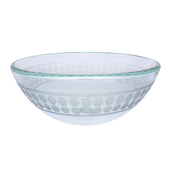 Novatto Imponeren Round Vessel Sink - 16.5-in - Frosted Glass/Chrome