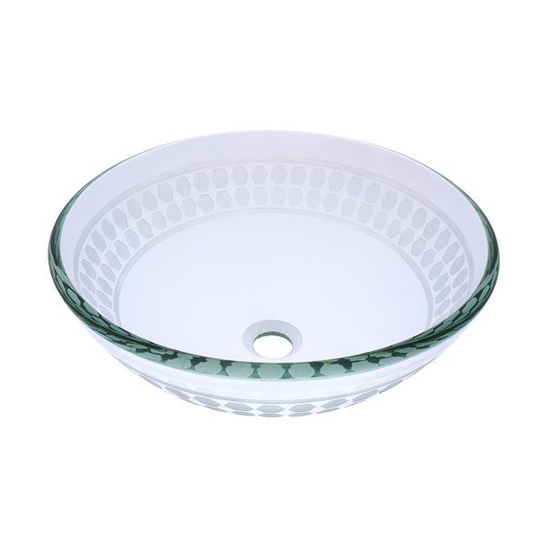 Novatto Imponeren Round Vessel Sink - 16.5-in - Frosted Glass/Chrome