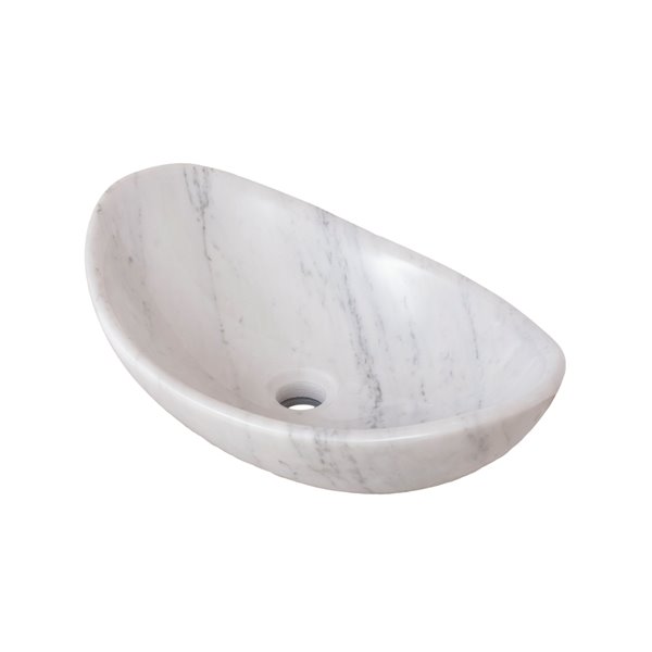Novatto Carerra Oval Vessel Sink - 19.5-in - White Marble/Chrome