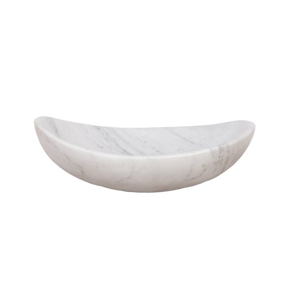 Novatto Carerra Oval Vessel Sink - 19.5-in - White Marble/Chrome