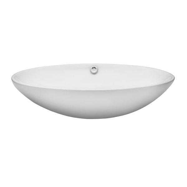 Novatto Bianco Uovo Oval Vessel Sink - 24.75-in - White/Brushed Nickel