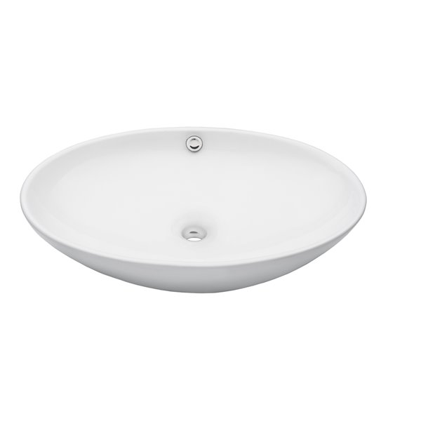 Novatto Bianco Uovo Oval Vessel Sink - 24.75-in - White/Brushed Nickel