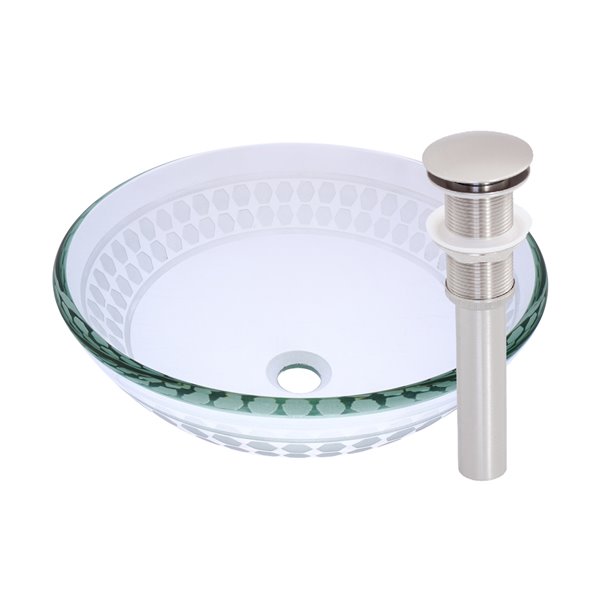 Novatto Imponeren Round Vessel Sink - 16.5-in - Frosted Glass/Brushed Nickel