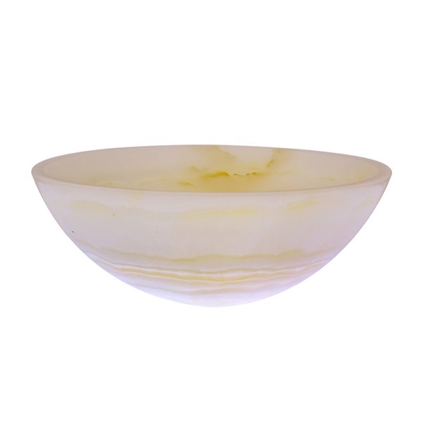 Novatto Onyx Round Vessel Sink - 17-in - White Polished Stone/Chrome