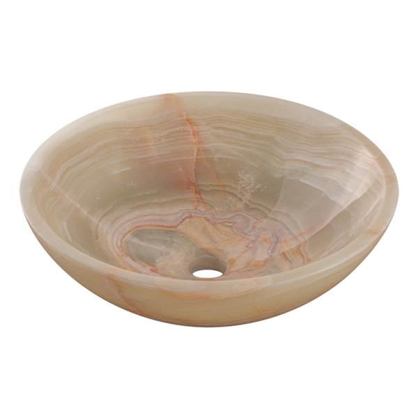 Novatto Onyx Round Vessel Sink - 17-in - Green Polished Stone/Chrome