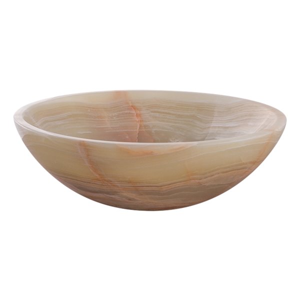 Novatto Onyx Round Vessel Sink - 17-in - Green Polished Stone/Chrome