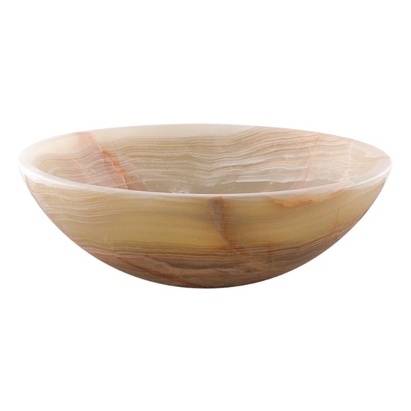 Novatto Onyx Round Vessel Sink - 17-in - Green Polished Stone/Chrome