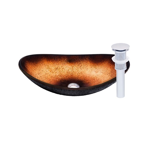Novatto Rena Oval Vessel Sink - 14.5-in - Brown/Chrome