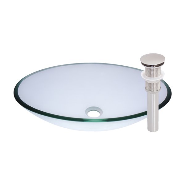 Novatto Ovale Vessel Sink - 15-in - Clear Glass/Brushed Nickel