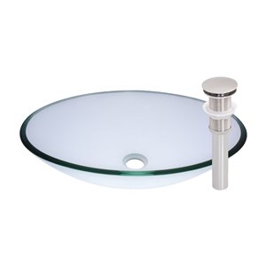 Novatto Ovale Vessel Sink - 15-in - Clear Glass/Brushed Nickel