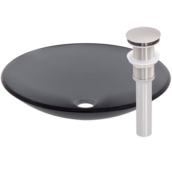 Novatto Coetaneo Round Vessel Sink - 18-in - Grey Glass/Brushed Nickel