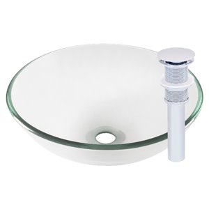 Novatto Bonificare Round Vessel Sink - 16.5-in - Clear Glass/Chrome