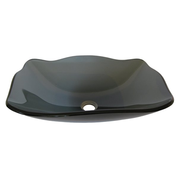 Novatto Rettangolare  Vessel Sink - 15-in - Grey Glass/Oil Rubbed Bronze
