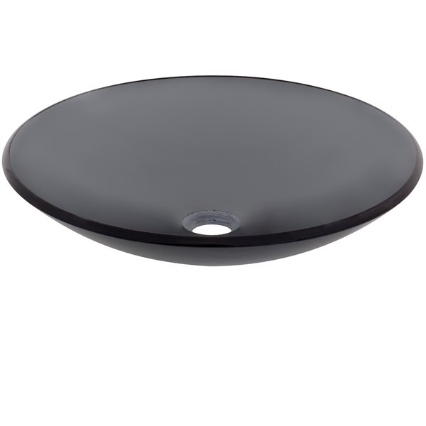 Novatto Coetaneo Round Vessel Sink - 18-in - Grey Glass/Chrome
