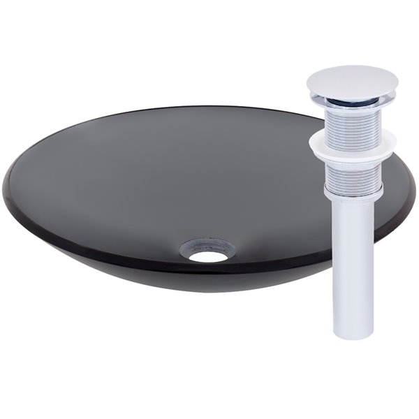 Novatto Coetaneo Round Vessel Sink - 18-in - Grey Glass/Chrome