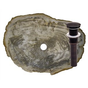 Novatto Fossilized  Vessel Sink - 17-in - Fossil Wood/Oil Rubbed Bronze
