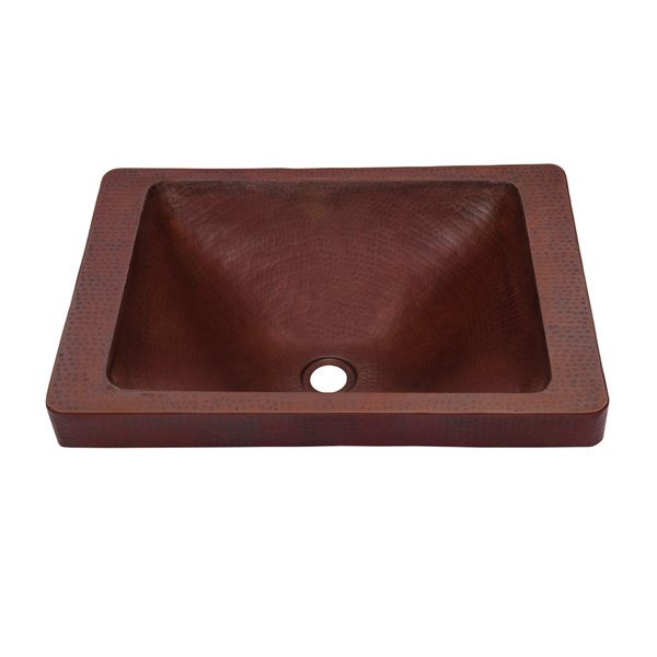 Novatto Santa Cruz Rectangular Drop-In Sink - 14-in - Hammered Antique Copper/Oil Rubbed Bronze