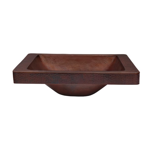 Novatto Santa Cruz Rectangular Drop-In Sink - 14-in - Hammered Antique Copper/Oil Rubbed Bronze