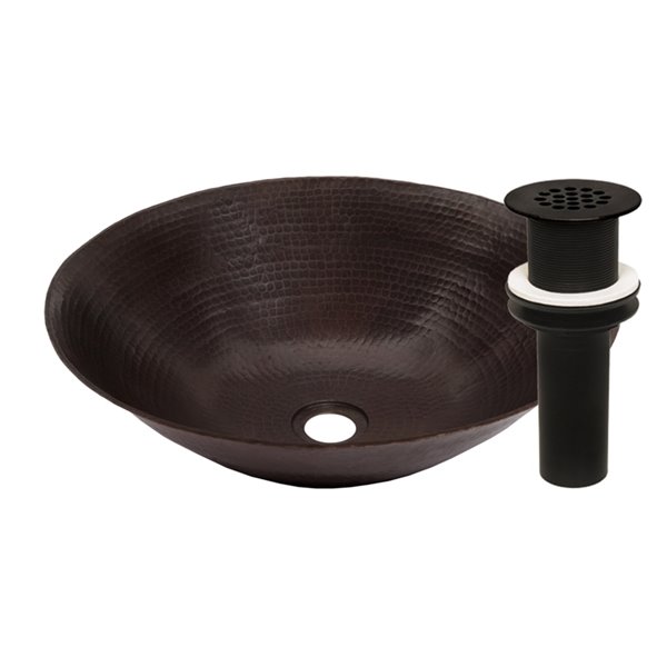 Novatto Catalonia Round Vessel Sink - 18-in - Hammered Antique Copper/Oil Rubbed Bronze
