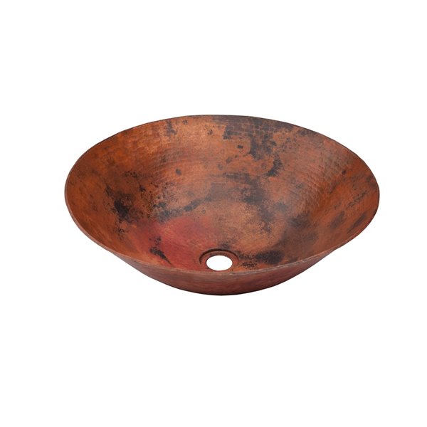 Novatto Catalonia Round Vessel Sink - 18-in - Natural Copper/Oil Rubbed Bronze
