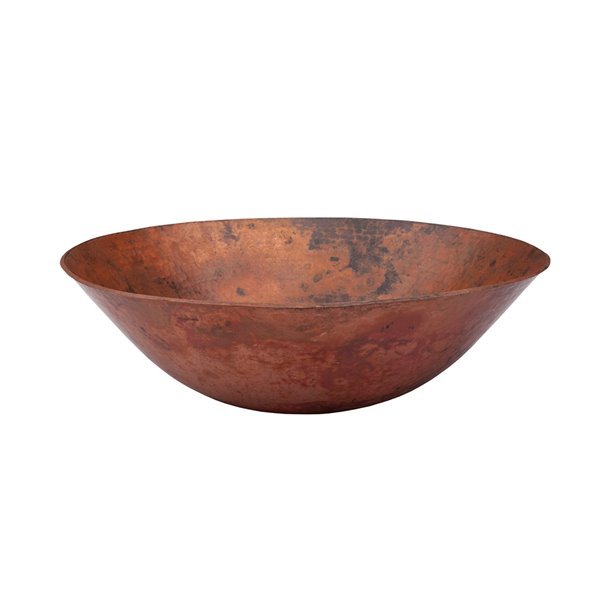 Novatto Catalonia Round Vessel Sink - 18-in - Natural Copper/Oil Rubbed Bronze