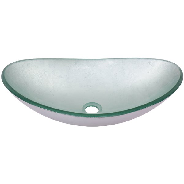 Novatto Argento Oval Vessel Sink - 14.5-in - Silver Glass