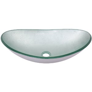 Novatto Argento Oval Vessel Sink - 14.5-in - Silver Glass
