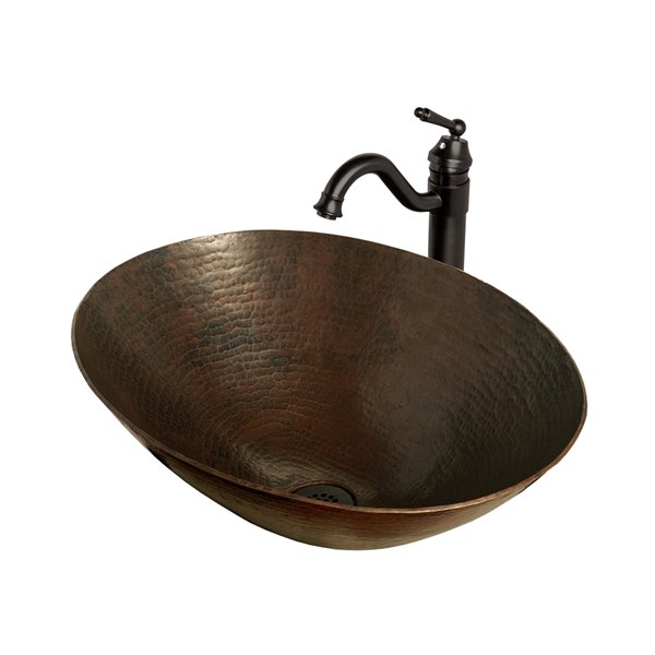Novatto Bilboa Oval Vessel Sink - 14-in - Antique Copper/Oil Rubbed Bronze