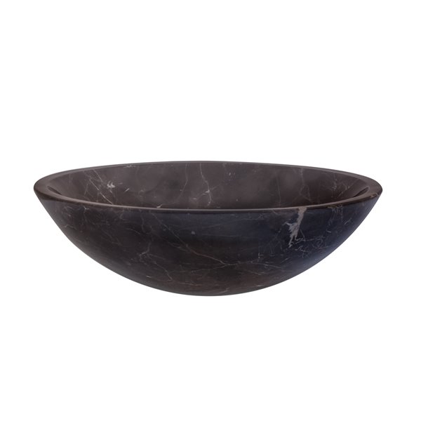 Novatto Marble Round Vessel Sink - 17-in - Coffee Marble/Brushed Nickel