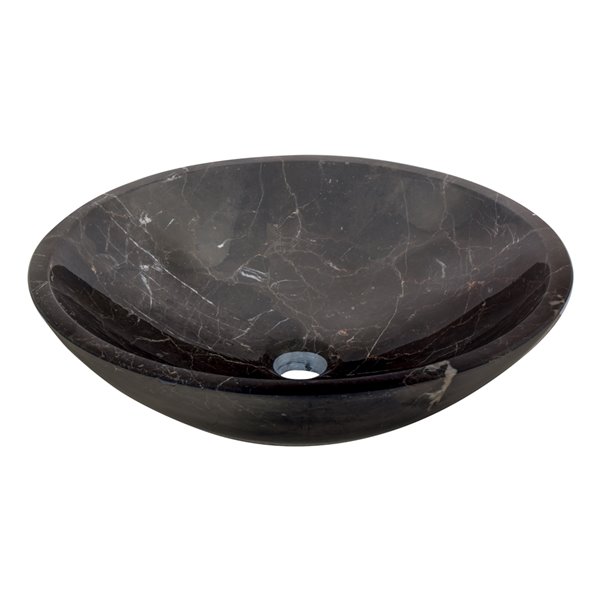 Novatto Marble Round Vessel Sink - 17-in - Coffee Marble/Brushed Nickel