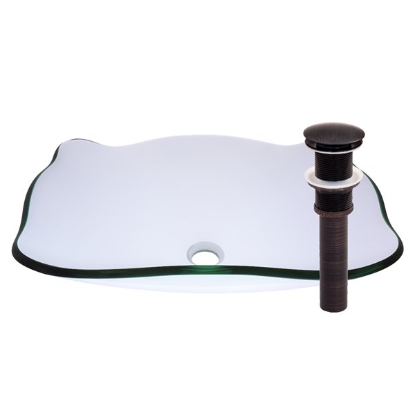 Novatto Elegante  Vessel Sink - 15-in - Clear Glass/Oil Rubbed Bronze