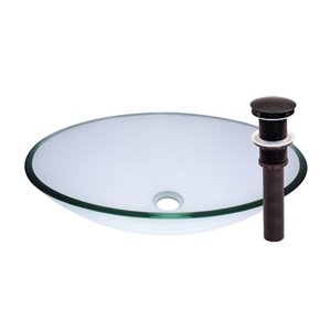 Novatto Ovale Vessel Sink - 15-in - Clear Glass/Oil Rubbed Bronze