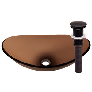 Novatto Babbuccia Oval Vessel Sink - 15-in - Brown Glass/Oil Rubbed Bronze